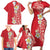 Plumeria Family Matching Short Sleeve Bodycon Dress and Hawaiian Shirt Polynesian Tribal Frangipani Red