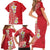 Plumeria Family Matching Short Sleeve Bodycon Dress and Hawaiian Shirt Polynesian Tribal Frangipani Red