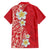 Plumeria Family Matching Short Sleeve Bodycon Dress and Hawaiian Shirt Polynesian Tribal Frangipani Red