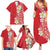 Plumeria Family Matching Summer Maxi Dress and Hawaiian Shirt Polynesian Tribal Frangipani Red