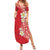 Plumeria Family Matching Summer Maxi Dress and Hawaiian Shirt Polynesian Tribal Frangipani Red