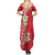 Plumeria Family Matching Summer Maxi Dress and Hawaiian Shirt Polynesian Tribal Frangipani Red