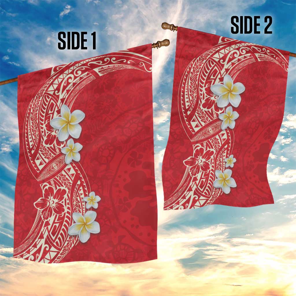 Plumeria Garden Flag Polynesian Tribal Frangipani Red LT03 - Polynesian Pride