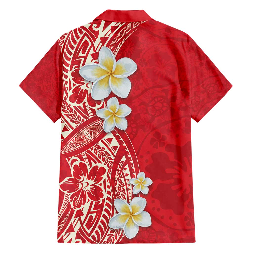 Plumeria Hawaiian Shirt Polynesian Tribal Frangipani Red LT03 - Polynesian Pride