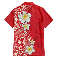 Plumeria Hawaiian Shirt Polynesian Tribal Frangipani Red LT03 - Polynesian Pride