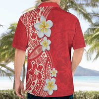 Plumeria Hawaiian Shirt Polynesian Tribal Frangipani Red LT03 - Polynesian Pride