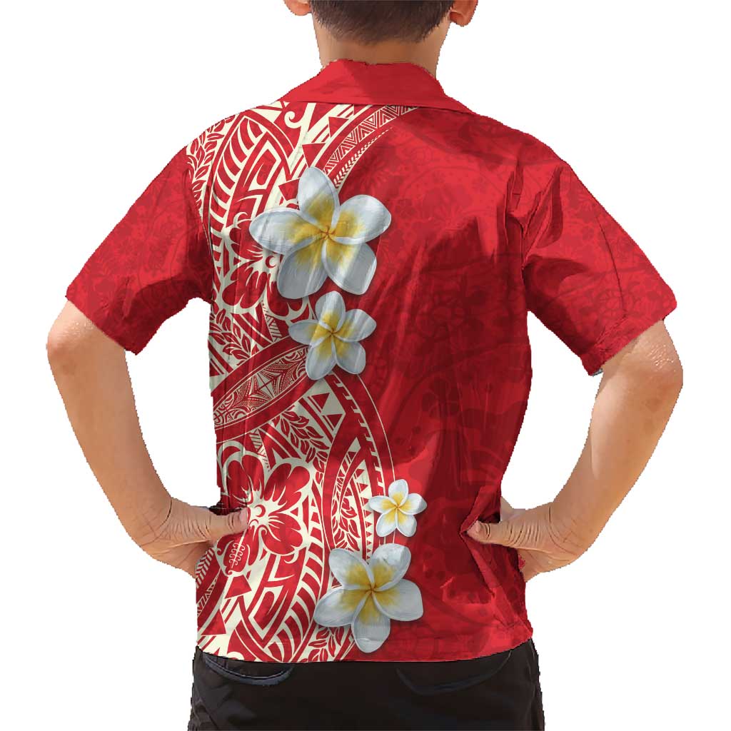 Plumeria Hawaiian Shirt Polynesian Tribal Frangipani Red LT03 - Polynesian Pride