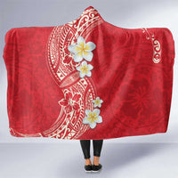 Plumeria Hooded Blanket Polynesian Tribal Frangipani Red LT03 One Size Red - Polynesian Pride