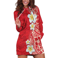 Plumeria Hoodie Dress Polynesian Tribal Frangipani Red LT03 Red - Polynesian Pride