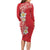 Plumeria Long Sleeve Bodycon Dress Polynesian Tribal Frangipani Red