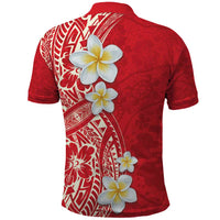 Plumeria Polo Shirt Polynesian Tribal Frangipani Red