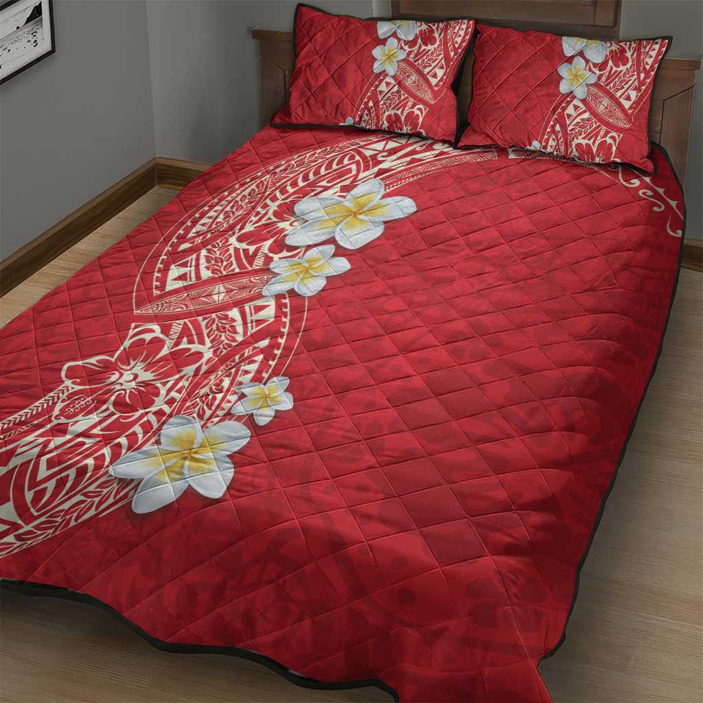Plumeria Quilt Bed Set Polynesian Tribal Frangipani Red LT03 - Polynesian Pride
