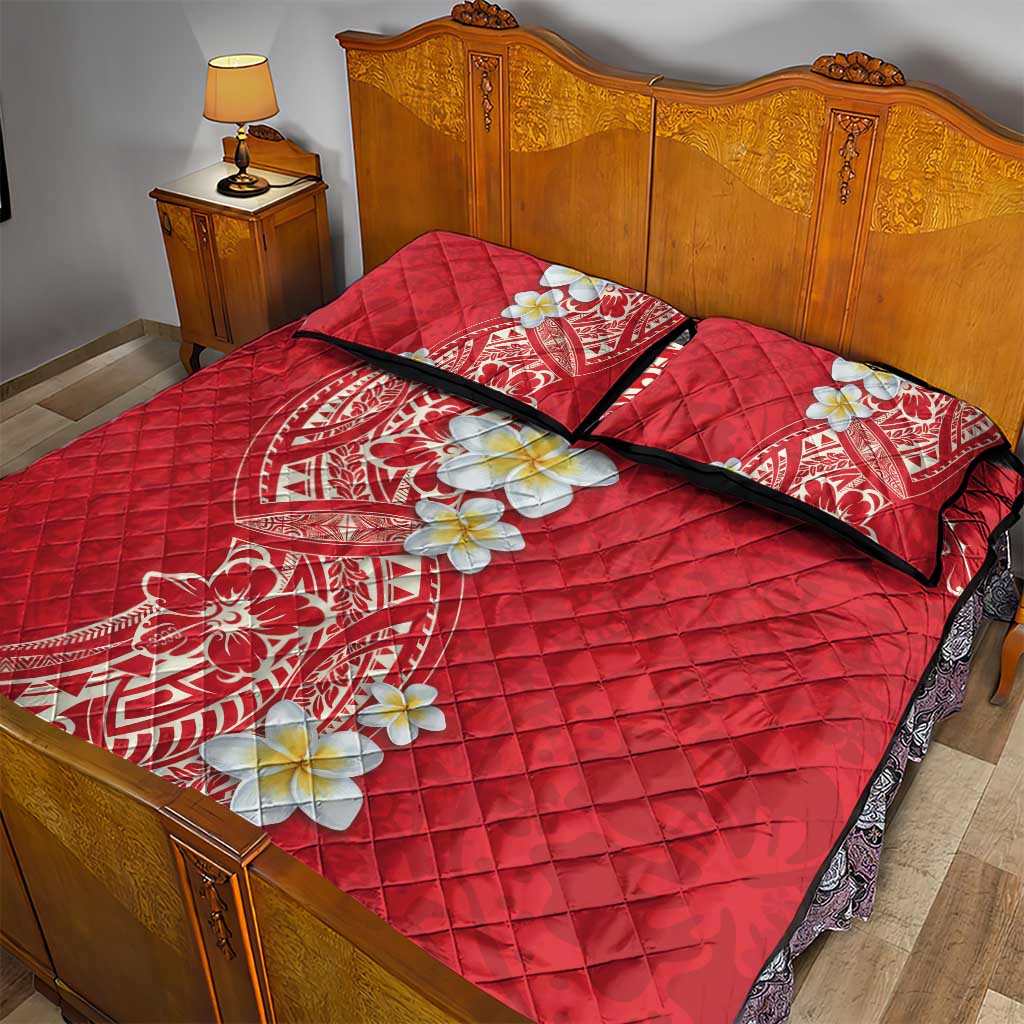Plumeria Quilt Bed Set Polynesian Tribal Frangipani Red LT03 - Polynesian Pride