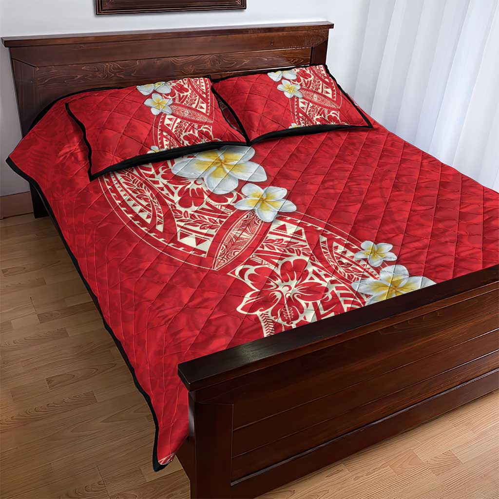 Plumeria Quilt Bed Set Polynesian Tribal Frangipani Red LT03 - Polynesian Pride