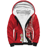 Plumeria Sherpa Hoodie Polynesian Tribal Frangipani Red LT03 Unisex Red - Polynesian Pride