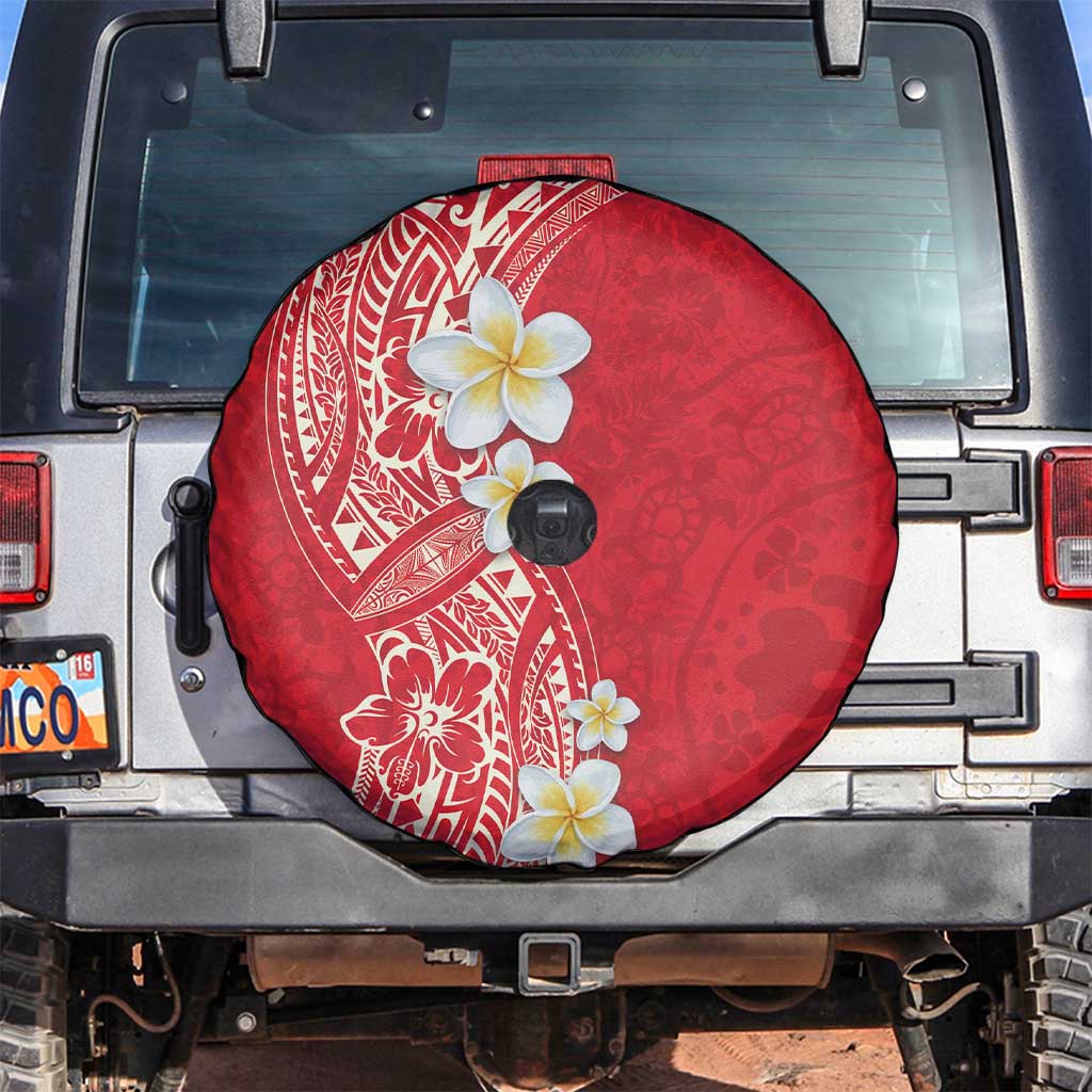Plumeria Spare Tire Cover Polynesian Tribal Frangipani Red LT03 Red - Polynesian Pride