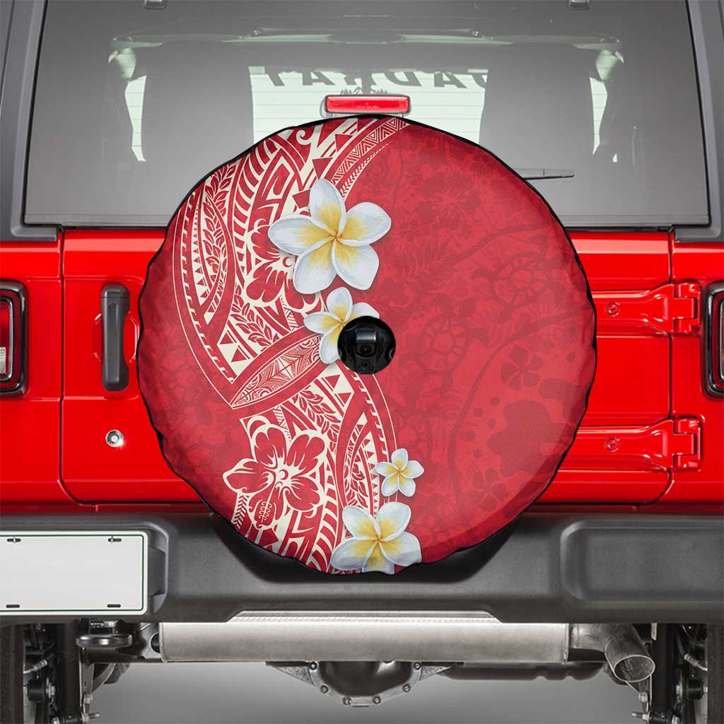 Plumeria Spare Tire Cover Polynesian Tribal Frangipani Red LT03 - Polynesian Pride