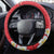 Plumeria Steering Wheel Cover Polynesian Tribal Frangipani Red