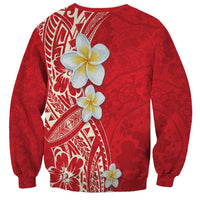 Plumeria Sweatshirt Polynesian Tribal Frangipani Red