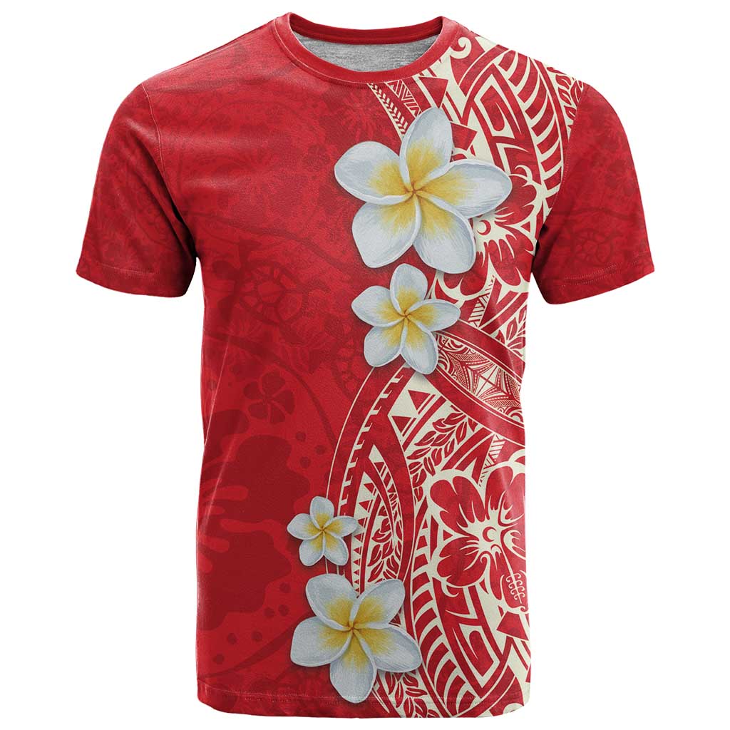 Plumeria T Shirt Polynesian Tribal Frangipani Red LT03 Red - Polynesian Pride