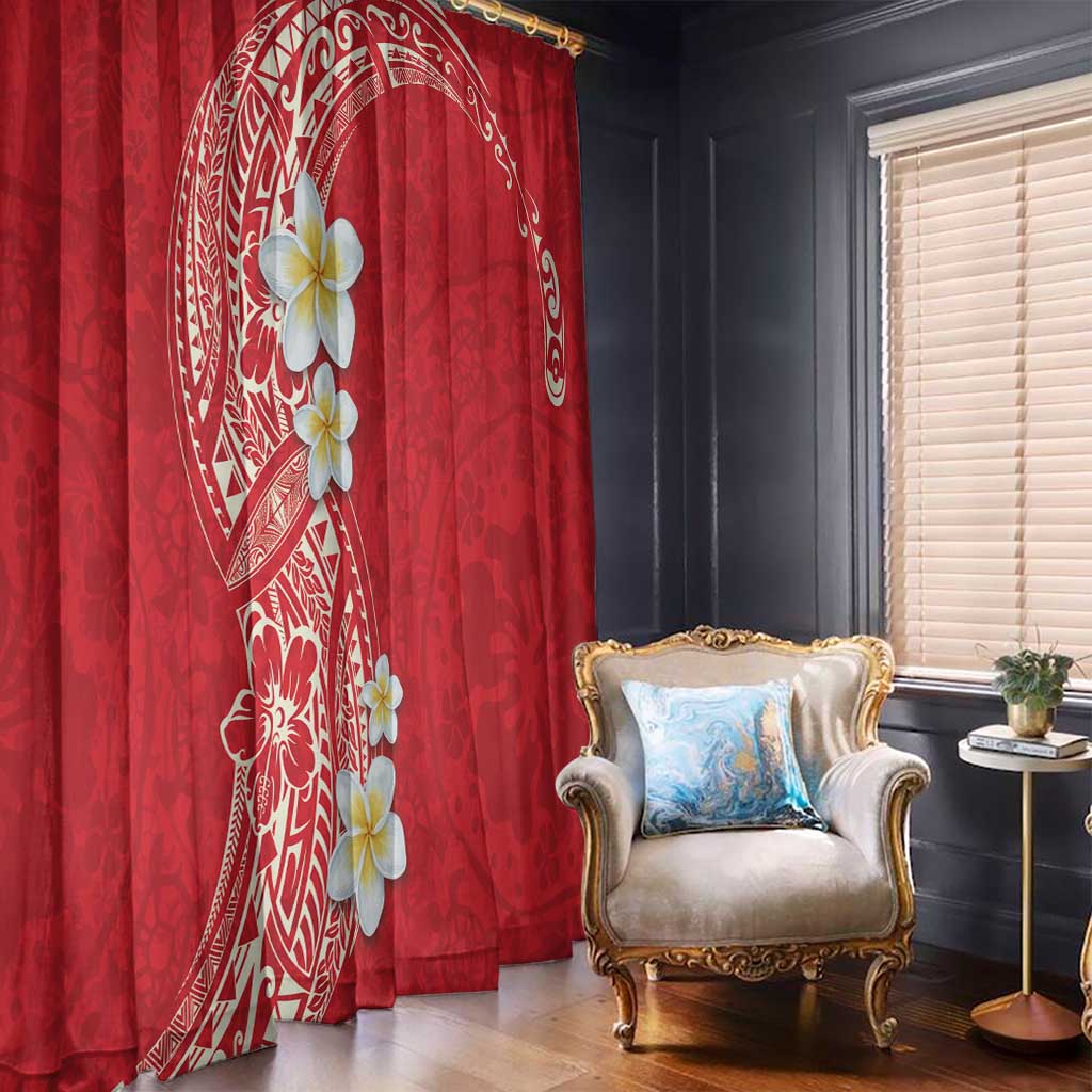 Plumeria Window Curtain Polynesian Tribal Frangipani Red LT03 - Polynesian Pride