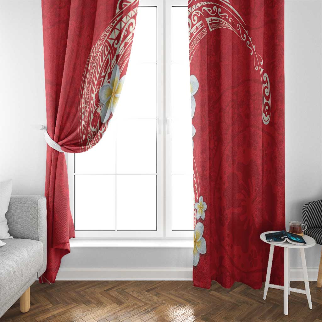 Plumeria Window Curtain Polynesian Tribal Frangipani Red LT03 - Polynesian Pride