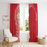 Plumeria Window Curtain Polynesian Tribal Frangipani Red LT03 - Polynesian Pride