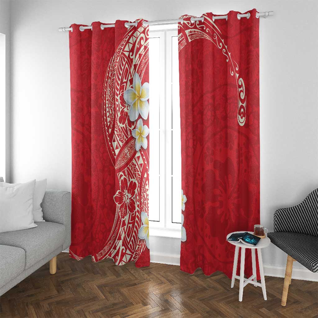 Plumeria Window Curtain Polynesian Tribal Frangipani Red LT03 With Grommets Red - Polynesian Pride