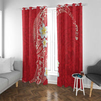 Plumeria Window Curtain Polynesian Tribal Frangipani Red LT03 With Grommets Red - Polynesian Pride