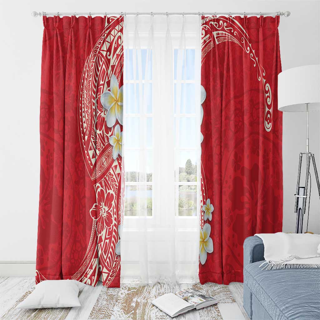 Plumeria Window Curtain Polynesian Tribal Frangipani Red LT03 - Polynesian Pride