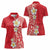 Plumeria Women Polo Shirt Polynesian Tribal Frangipani Red