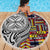 Niue Hiapo and Maori Decoration Tattoos Beach Blanket - Polynesian Pride