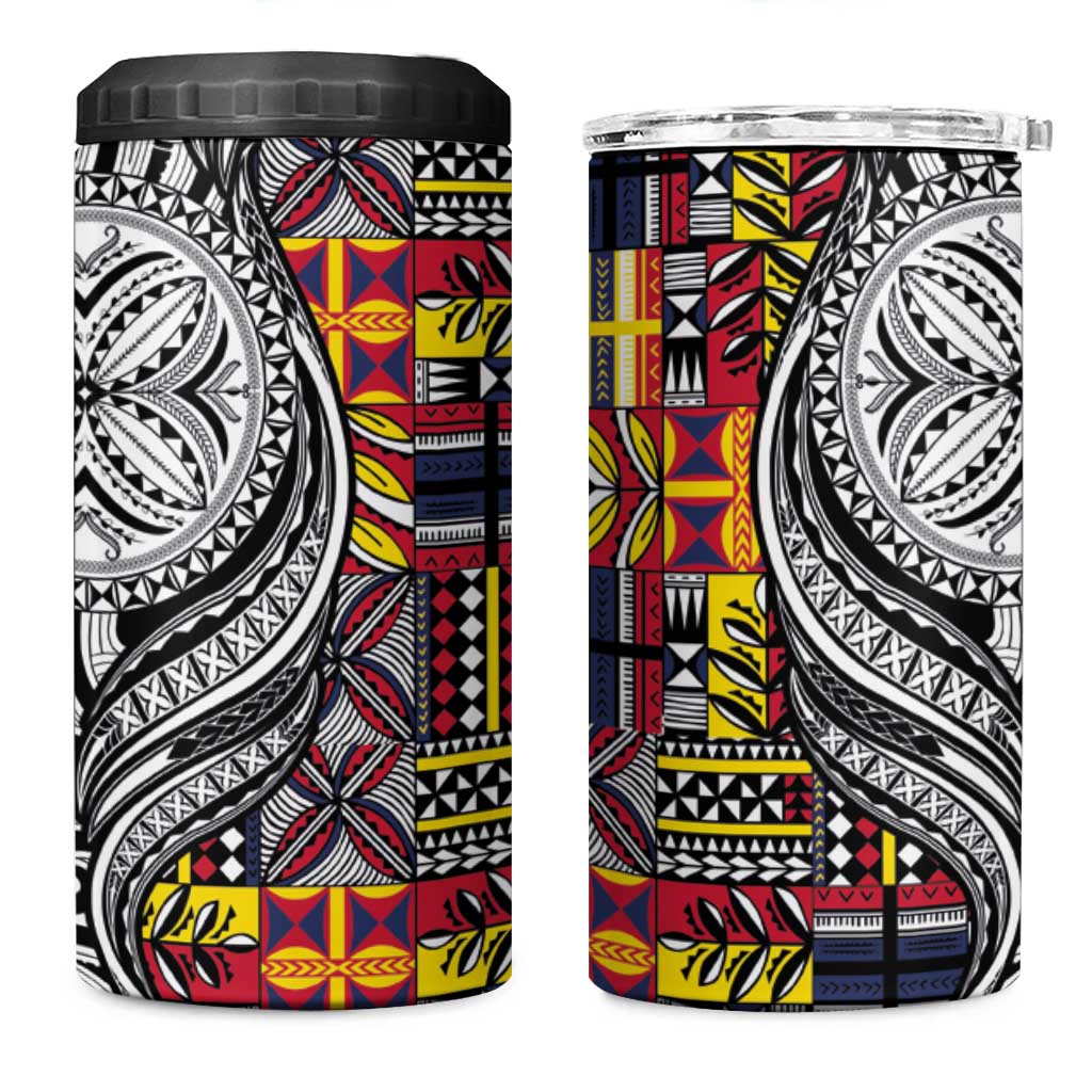 Niue Hiapo and Maori Decoration Tattoos 4 in 1 Can Cooler Tumbler - Polynesian Pride