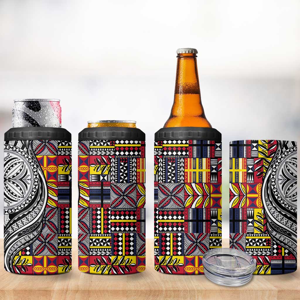 Niue Hiapo and Maori Decoration Tattoos 4 in 1 Can Cooler Tumbler - Polynesian Pride