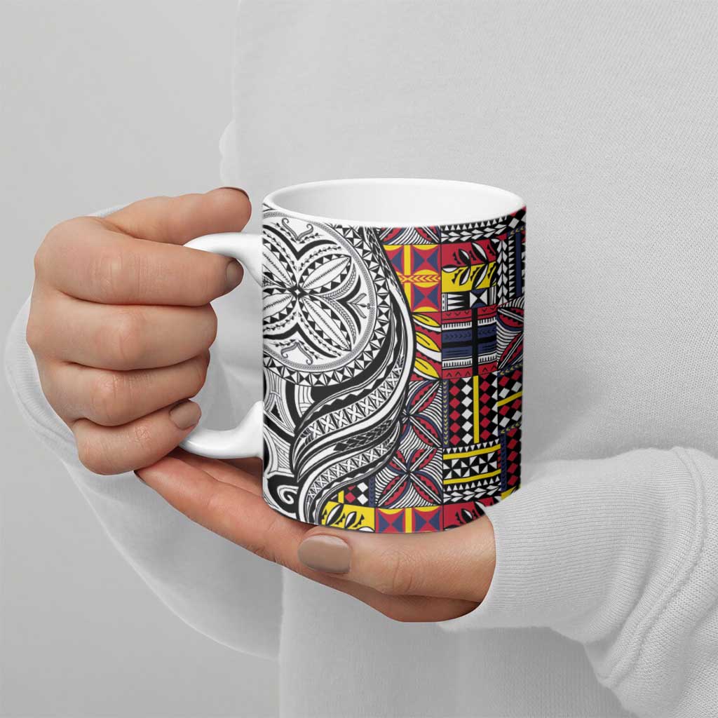 Niue Hiapo and Maori Decoration Tattoos Ceramic Mug - Polynesian Pride