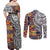 Niue Hiapo and Maori Decoration Tattoos Couples Matching Off Shoulder Maxi Dress and Long Sleeve Button Shirt - Polynesian Pride