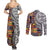 Niue Hiapo and Maori Decoration Tattoos Couples Matching Summer Maxi Dress and Long Sleeve Button Shirt - Polynesian Pride