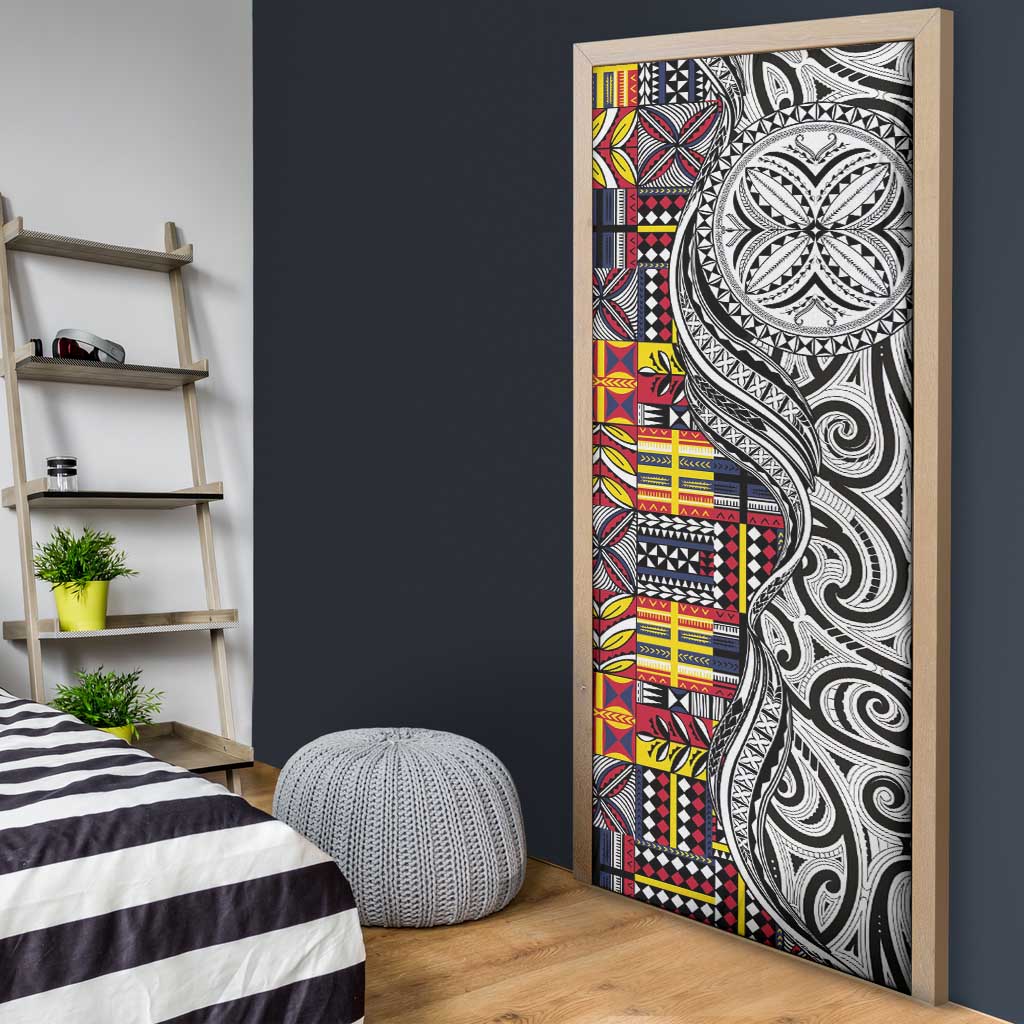 Niue Hiapo and Maori Decoration Tattoos Door Cover - Polynesian Pride