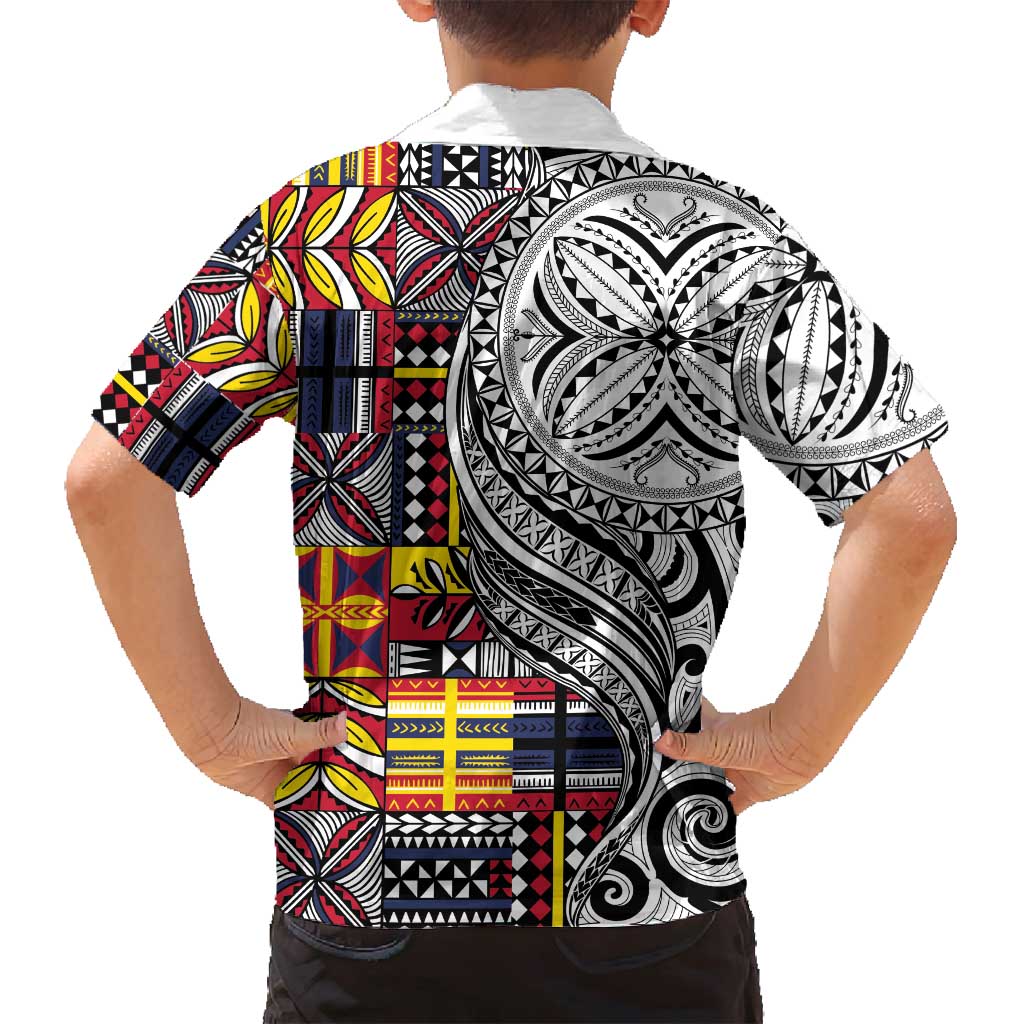 Niue Hiapo and Maori Decoration Tattoos Family Matching Long Sleeve Bodycon Dress and Hawaiian Shirt - Polynesian Pride