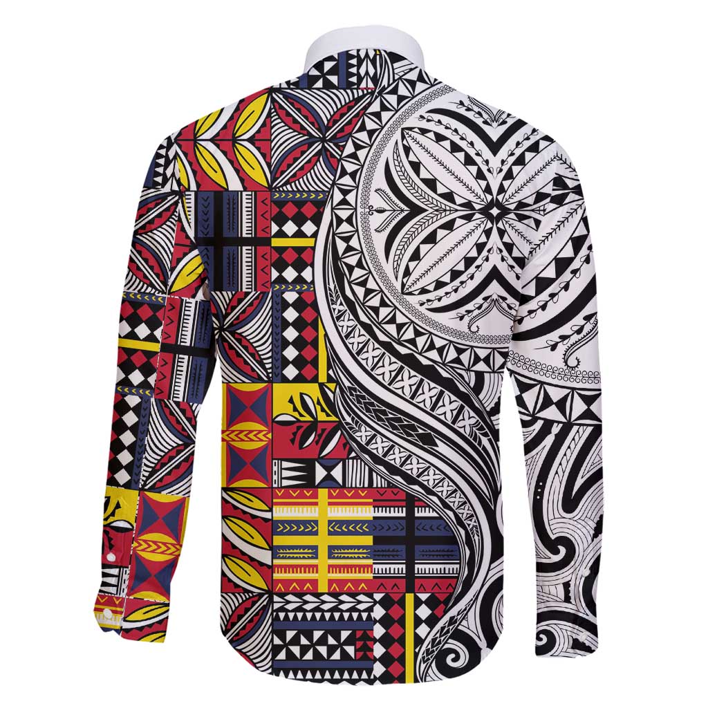 Niue Hiapo and Maori Decoration Tattoos Family Matching Long Sleeve Bodycon Dress and Hawaiian Shirt - Polynesian Pride
