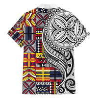 Niue Hiapo and Maori Decoration Tattoos Family Matching Off Shoulder Maxi Dress and Hawaiian Shirt - Polynesian Pride