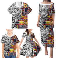 Niue Hiapo and Maori Decoration Tattoos Family Matching Puletasi and Hawaiian Shirt - Polynesian Pride