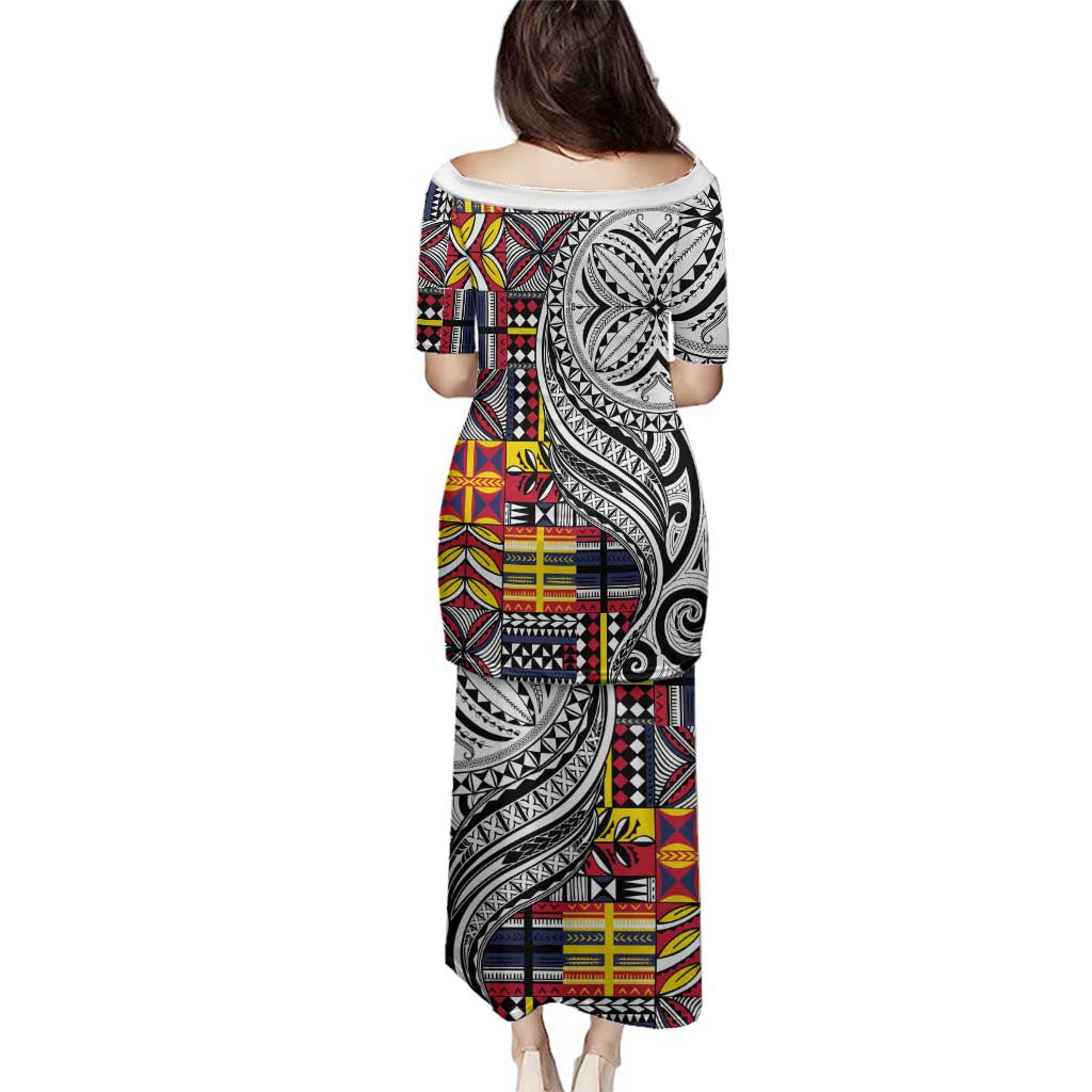 Niue Hiapo and Maori Decoration Tattoos Family Matching Puletasi and Hawaiian Shirt - Polynesian Pride