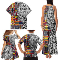 Niue Hiapo and Maori Decoration Tattoos Family Matching Tank Maxi Dress and Hawaiian Shirt - Polynesian Pride