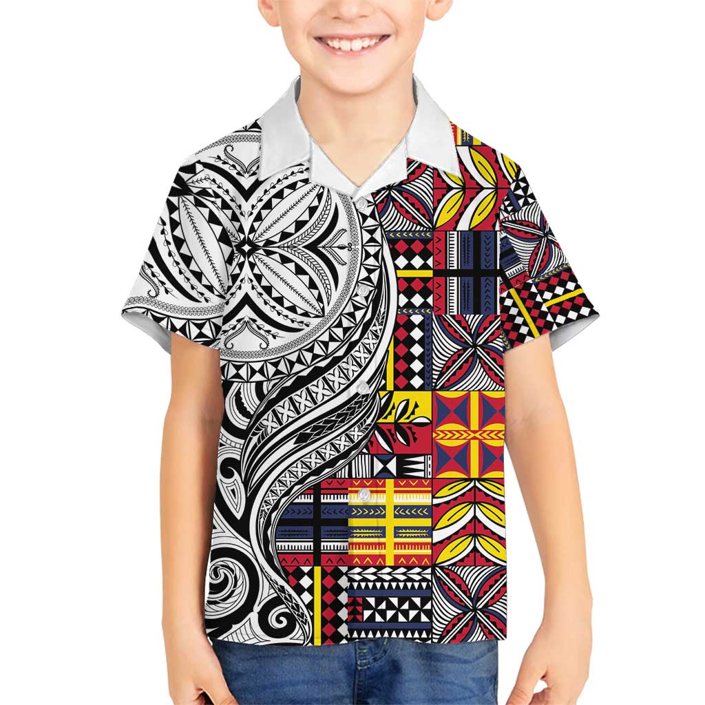 Niue Hiapo and Maori Decoration Tattoos Family Matching Tank Maxi Dress and Hawaiian Shirt - Polynesian Pride