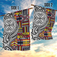 Niue Hiapo and Maori Decoration Tattoos Garden Flag - Polynesian Pride