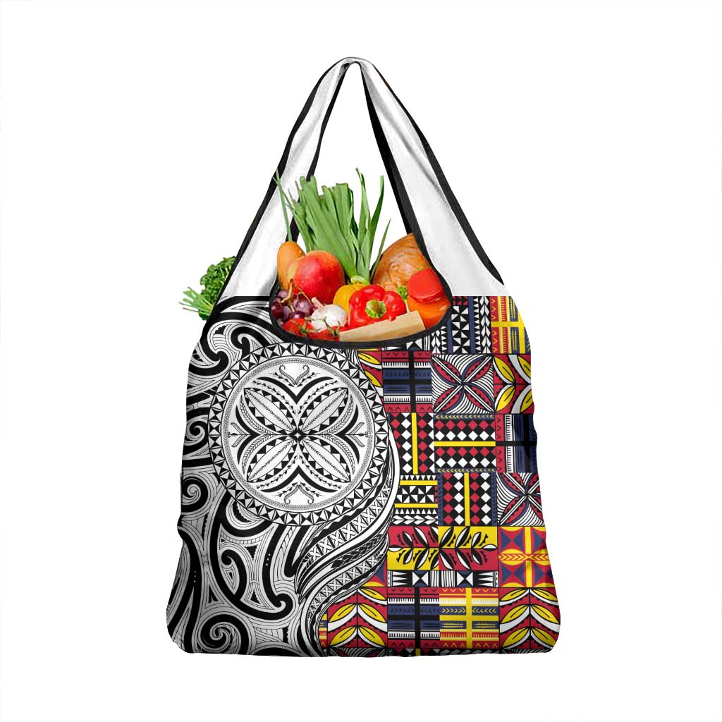 Niue Hiapo and Maori Decoration Tattoos Grocery Bag - Polynesian Pride