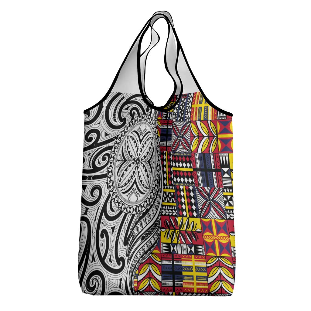 Niue Hiapo and Maori Decoration Tattoos Grocery Bag - Polynesian Pride