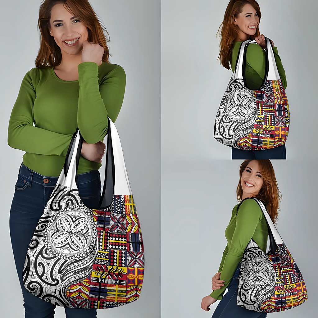 Niue Hiapo and Maori Decoration Tattoos Grocery Bag - Polynesian Pride