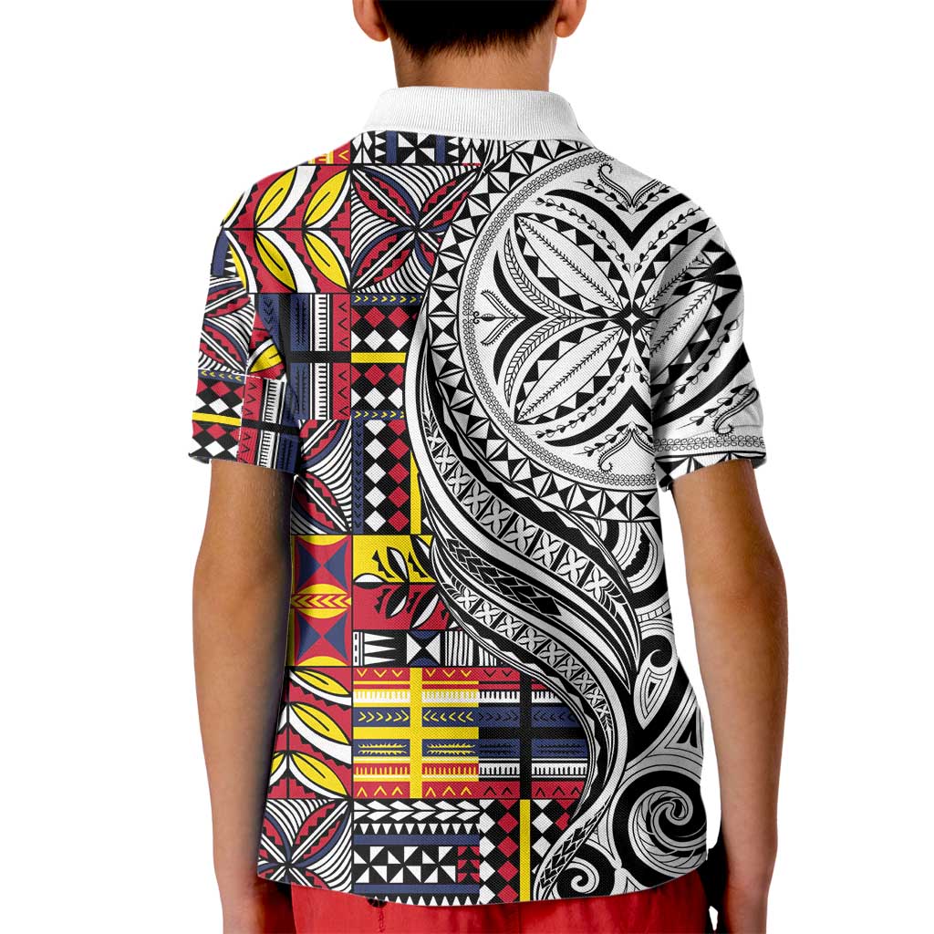 Niue Hiapo and Maori Decoration Tattoos Kid Polo Shirt - Polynesian Pride